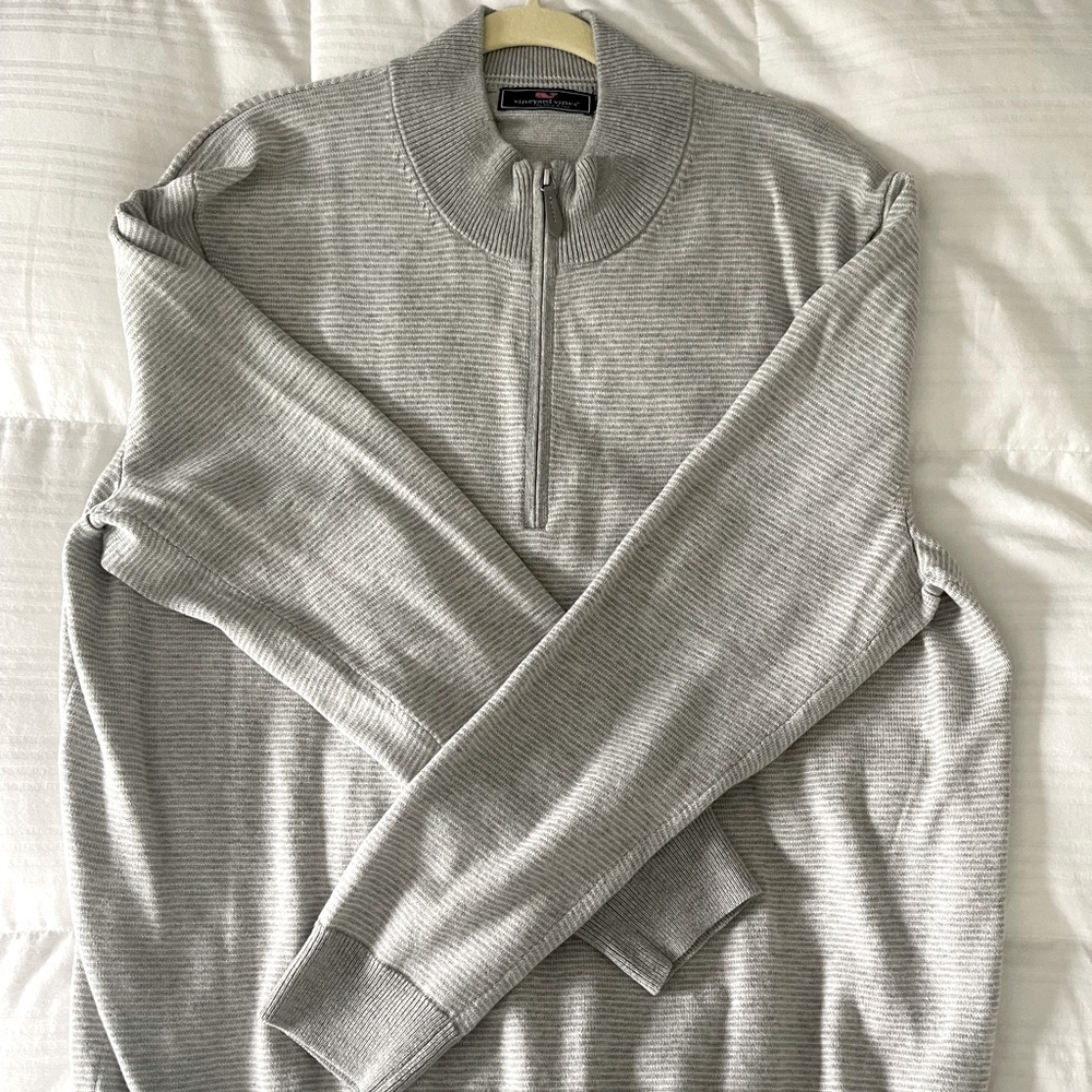 Vineyard Vines Gray Quarter Zip Sweater Pullover